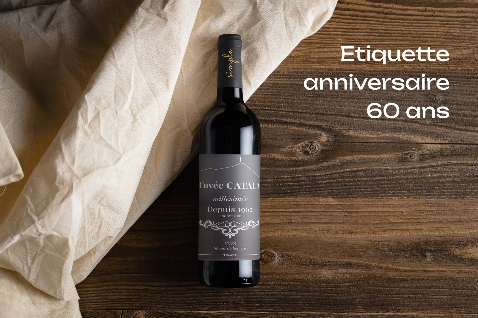 Étiquette de vin personnalisée — anniversaire 60 ans